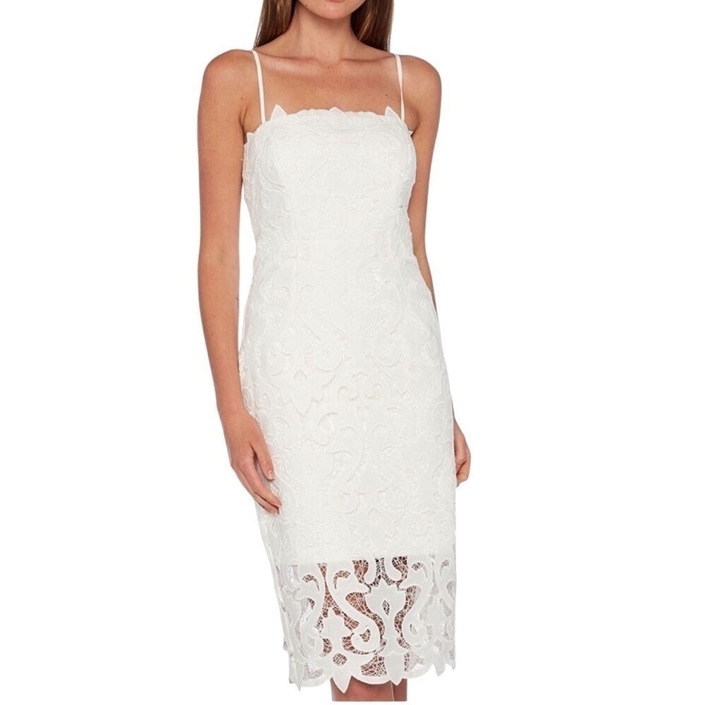 Bardot Lina Lace Sheath Dress Size L White